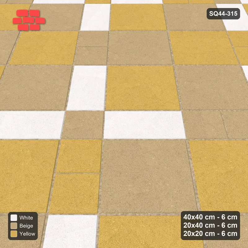 Interlock (Pasco) 40x40 cm · SQ44-315 · 45 Degree Slab Panels, Plank Lines, Kerb - Golden Sand · Side view Interlock (Pasco) 40x40 cm · SQ44-315 · 45 Degree Slab Panels, Plank Lines, Kerb - Golden Sand · Side view