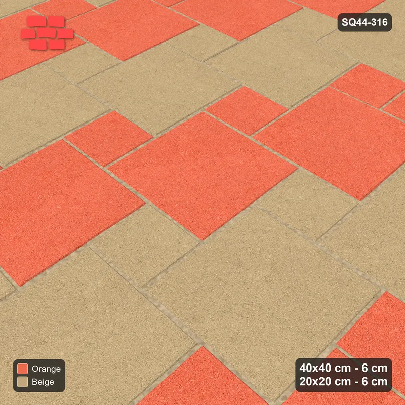 Interlock (Pasco) 40x40 cm · SQ44-316 · Offset Lattice, Row Tones, Mirrored, Kerb - Clay Court · Side view Interlock (Pasco) 40x40 cm · SQ44-316 · Offset Lattice, Row Tones, Mirrored, Kerb - Clay Court · Side view