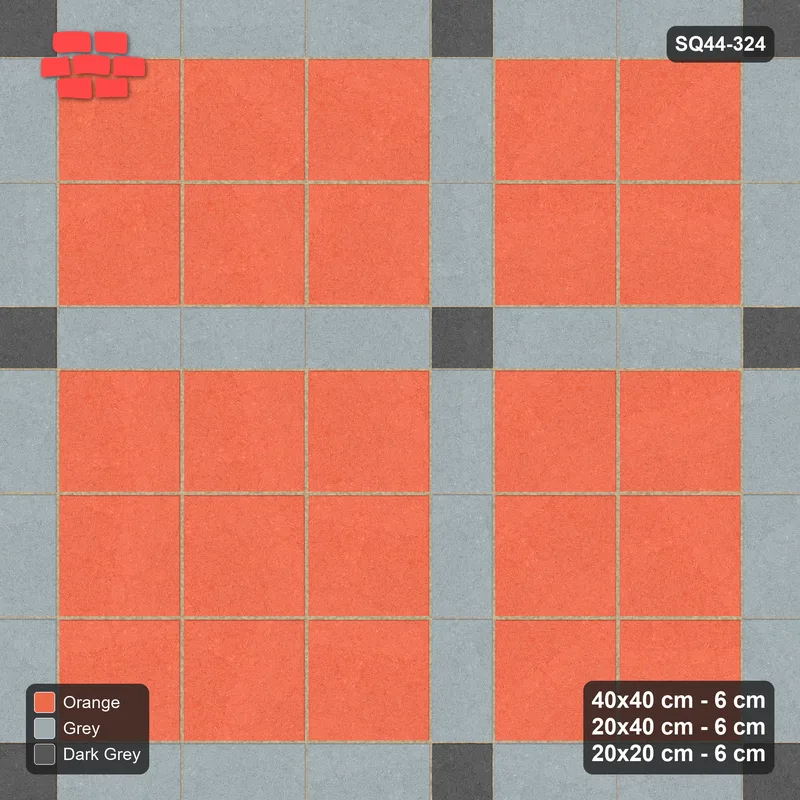 Interlock (Pasco) 40x40 cm · SQ44-324 · Slab Panels, Plank Lines, 20x20, 260 cm - Sunset Slate · Top view Interlock (Pasco) 40x40 cm · SQ44-324 · Slab Panels, Plank Lines, 20x20, 260 cm - Sunset Slate · Top view
