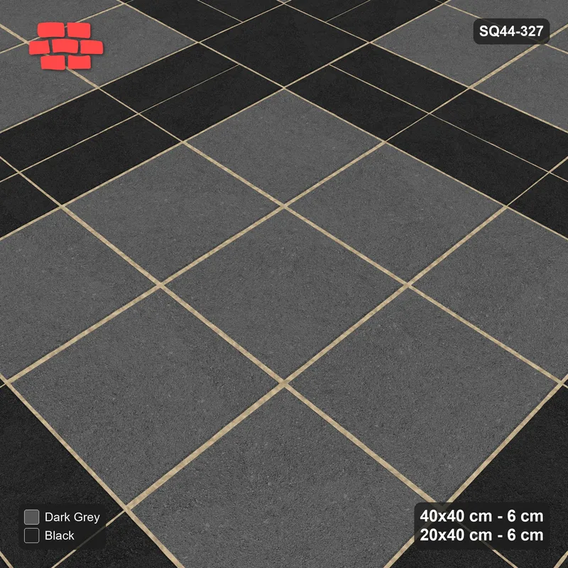 Interlock (Pasco) 40x40 cm · SQ44-327 · Slab Panels, Double Plank Lines, Dark Junctions - Night Sky · Side view Interlock (Pasco) 40x40 cm · SQ44-327 · Slab Panels, Double Plank Lines, Dark Junctions - Night Sky · Side view