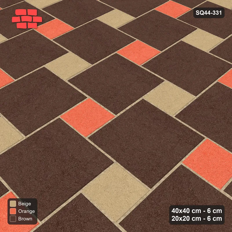 Interlock (Pasco) 40x40 cm · SQ44-331 · Offset Lattice, Solid Slabs, Mirrored, Kerb, 360 cm - Autumn · Side view Interlock (Pasco) 40x40 cm · SQ44-331 · Offset Lattice, Solid Slabs, Mirrored, Kerb, 360 cm - Autumn · Side view