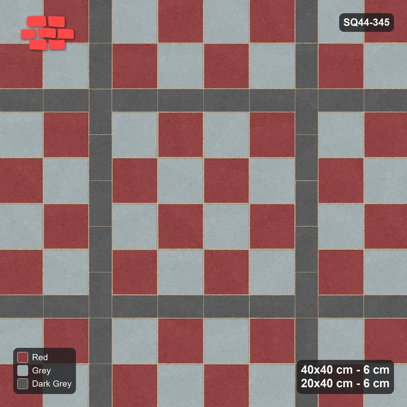Interlock (Pasco) 40x40 cm · SQ44-345 · Slab Panels, Continuous Planks, 80 cm Panels - Urban Brick · Top view Interlock (Pasco) 40x40 cm · SQ44-345 · Slab Panels, Continuous Planks, 80 cm Panels - Urban Brick · Top view