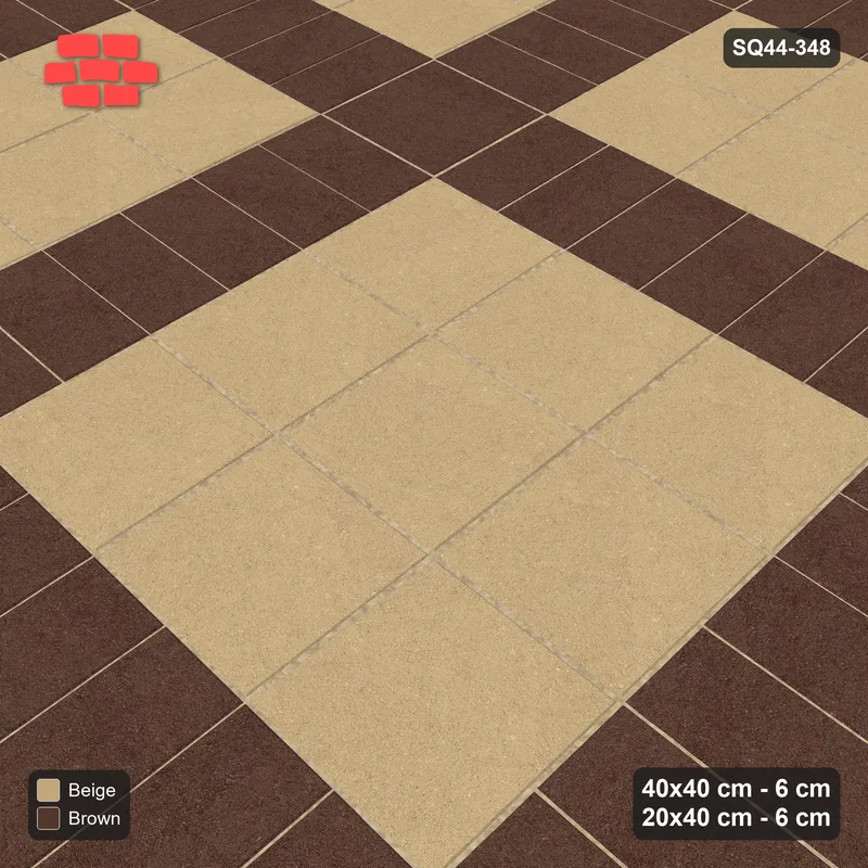 Interlock (Pasco) 40x40 cm · SQ44-348 · Slab Panels, Soldier Plank Lines, Dark Junctions - Sandstone · Side view Interlock (Pasco) 40x40 cm · SQ44-348 · Slab Panels, Soldier Plank Lines, Dark Junctions - Sandstone · Side view