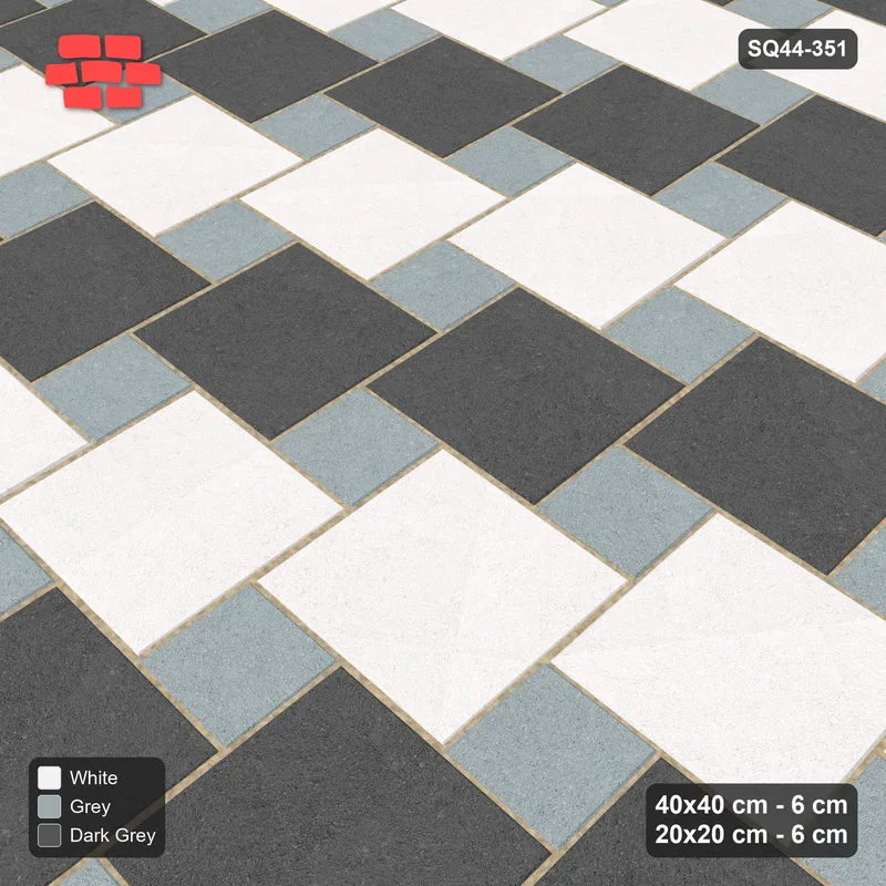 Interlock (Pasco) 40x40 cm · SQ44-351 · Offset Lattice, Stripes - Monochrome · Side view Interlock (Pasco) 40x40 cm · SQ44-351 · Offset Lattice, Stripes - Monochrome · Side view