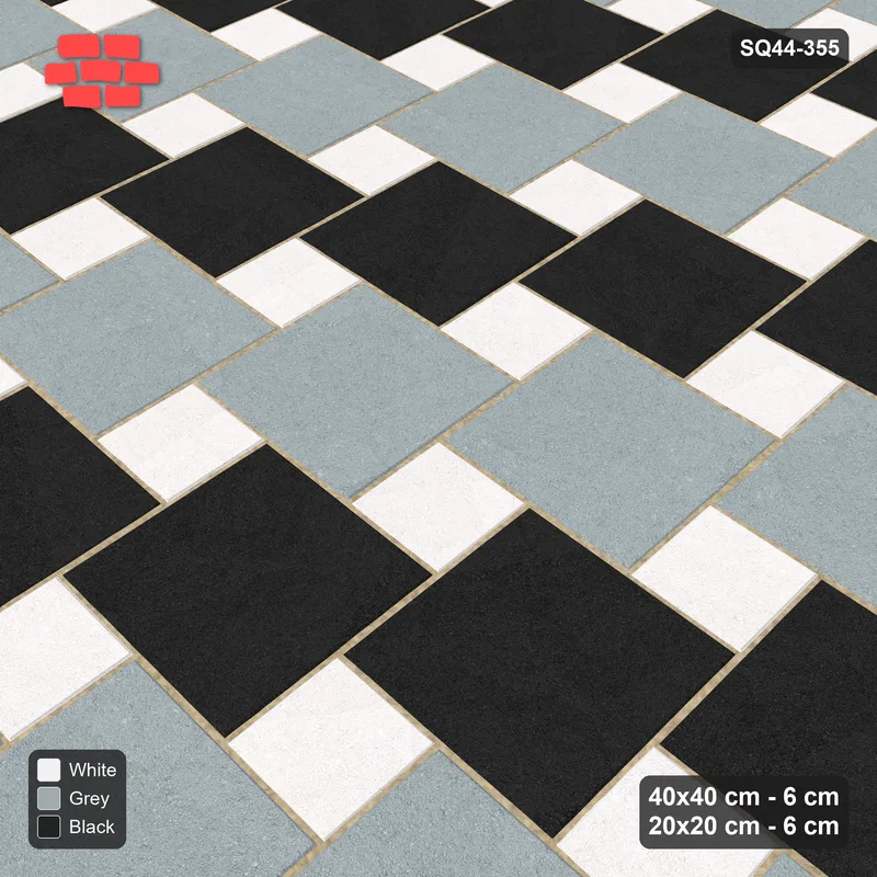 Interlock (Pasco) 40x40 cm · SQ44-355 · Offset Lattice, Stripes - Tuxedo · Side view Interlock (Pasco) 40x40 cm · SQ44-355 · Offset Lattice, Stripes - Tuxedo · Side view
