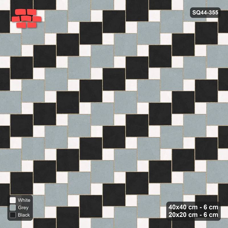 Interlock (Pasco) 40x40 cm · SQ44-355 · Offset Lattice, Stripes - Tuxedo · Top view Interlock (Pasco) 40x40 cm · SQ44-355 · Offset Lattice, Stripes - Tuxedo · Top view