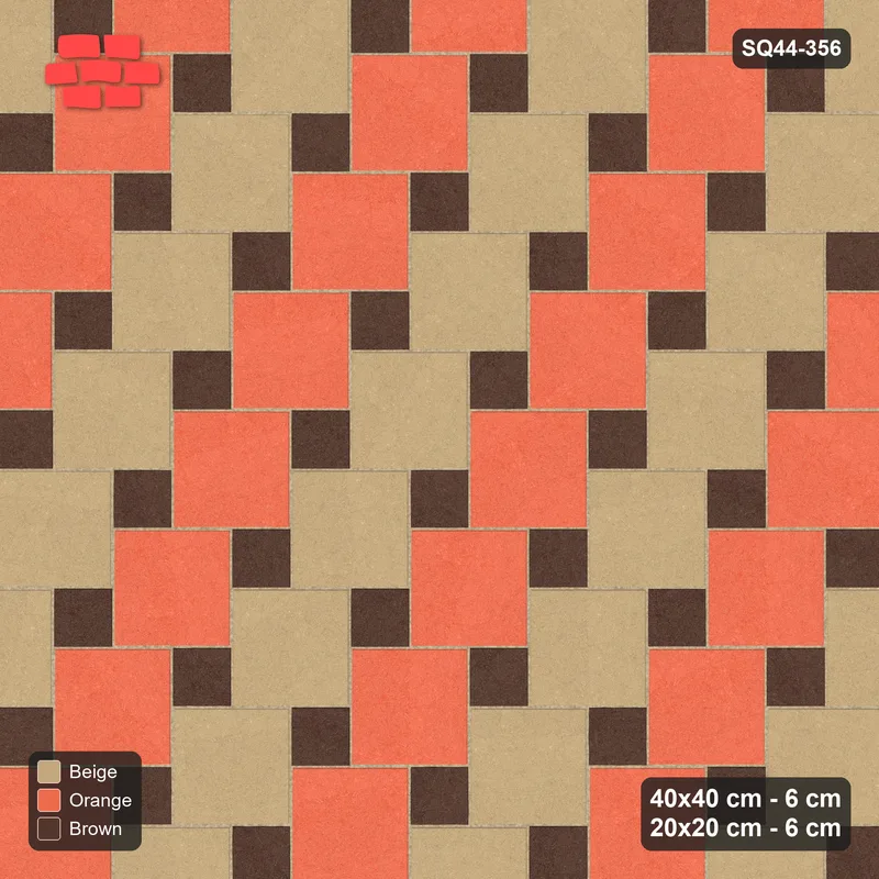 Interlock (Pasco) 40x40 cm · SQ44-356 · Offset Lattice, Stripes (Mirrored) - Autumn · Top view Interlock (Pasco) 40x40 cm · SQ44-356 · Offset Lattice, Stripes (Mirrored) - Autumn · Top view