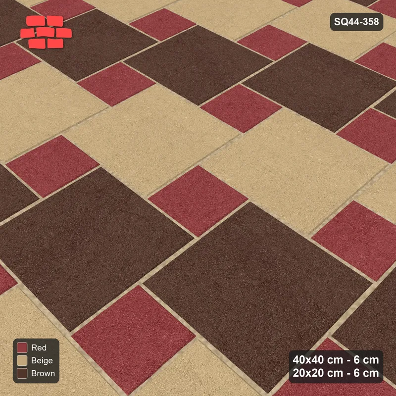 Interlock (Pasco) 40x40 cm · SQ44-358 · Offset Lattice, Stripes + Kerb - Tuscany · Side view Interlock (Pasco) 40x40 cm · SQ44-358 · Offset Lattice, Stripes + Kerb - Tuscany · Side view