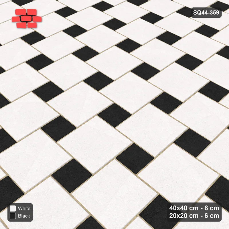 Interlock (Pasco) 40x40 cm · SQ44-359 · Offset Lattice, Accents (Mirrored) - Contrast · Side view Interlock (Pasco) 40x40 cm · SQ44-359 · Offset Lattice, Accents (Mirrored) - Contrast · Side view