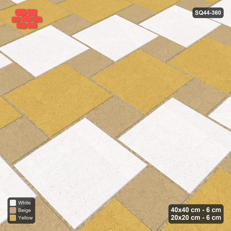 Interlock (Pasco) 40x40 cm · SQ44-360 · Offset Lattice, Stripes (Mirrored) - Golden Sand · Side view Interlock (Pasco) 40x40 cm · SQ44-360 · Offset Lattice, Stripes (Mirrored) - Golden Sand · Side view