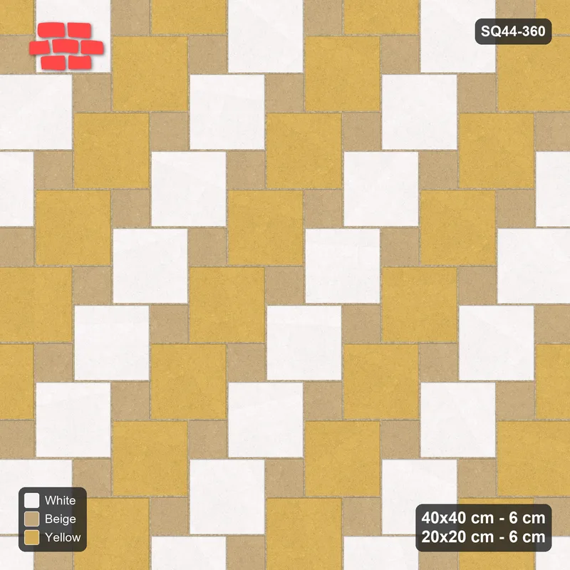 Interlock (Pasco) 40x40 cm · SQ44-360 · Offset Lattice, Stripes (Mirrored) - Golden Sand · Top view Interlock (Pasco) 40x40 cm · SQ44-360 · Offset Lattice, Stripes (Mirrored) - Golden Sand · Top view