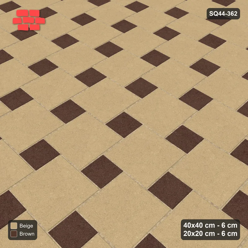 Interlock (Pasco) 40x40 cm · SQ44-362 · Offset Lattice, Accents - Sandstone · Side view Interlock (Pasco) 40x40 cm · SQ44-362 · Offset Lattice, Accents - Sandstone · Side view