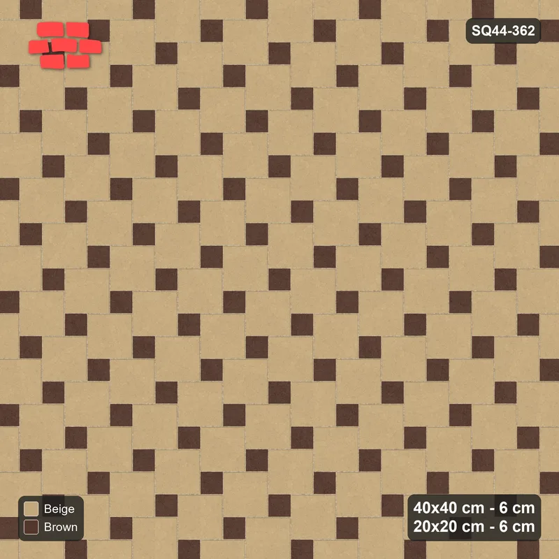 Interlock (Pasco) 40x40 cm · SQ44-362 · Offset Lattice, Accents - Sandstone · Top view Interlock (Pasco) 40x40 cm · SQ44-362 · Offset Lattice, Accents - Sandstone · Top view