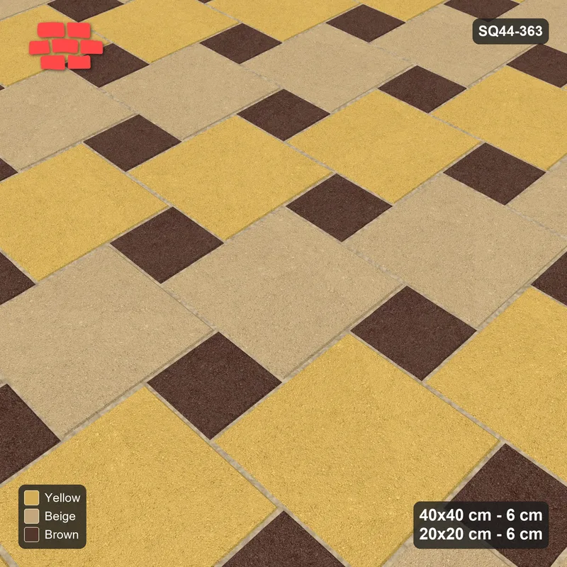 Interlock (Pasco) 40x40 cm · SQ44-363 · Offset Lattice, Stripes (Mirrored) + Kerb - Harvest Gold · Side view Interlock (Pasco) 40x40 cm · SQ44-363 · Offset Lattice, Stripes (Mirrored) + Kerb - Harvest Gold · Side view