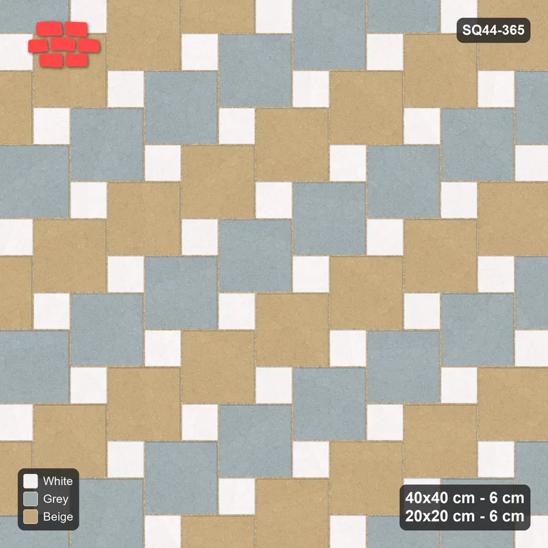 Interlock (Pasco) 40x40 cm · SQ44-365 · Offset Lattice, Stripes - Coastal · Top view Interlock (Pasco) 40x40 cm · SQ44-365 · Offset Lattice, Stripes - Coastal · Top view
