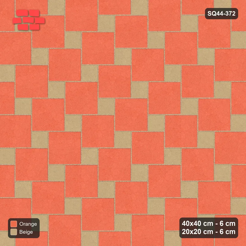 Interlock (Pasco) 40x40 cm · SQ44-372 · Offset Lattice, Accents - Clay Court · Top view Interlock (Pasco) 40x40 cm · SQ44-372 · Offset Lattice, Accents - Clay Court · Top view