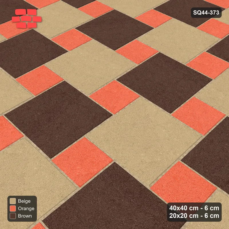 Interlock (Pasco) 40x40 cm · SQ44-373 · Offset Lattice, Chequer + Kerb - Autumn · Side view Interlock (Pasco) 40x40 cm · SQ44-373 · Offset Lattice, Chequer + Kerb - Autumn · Side view