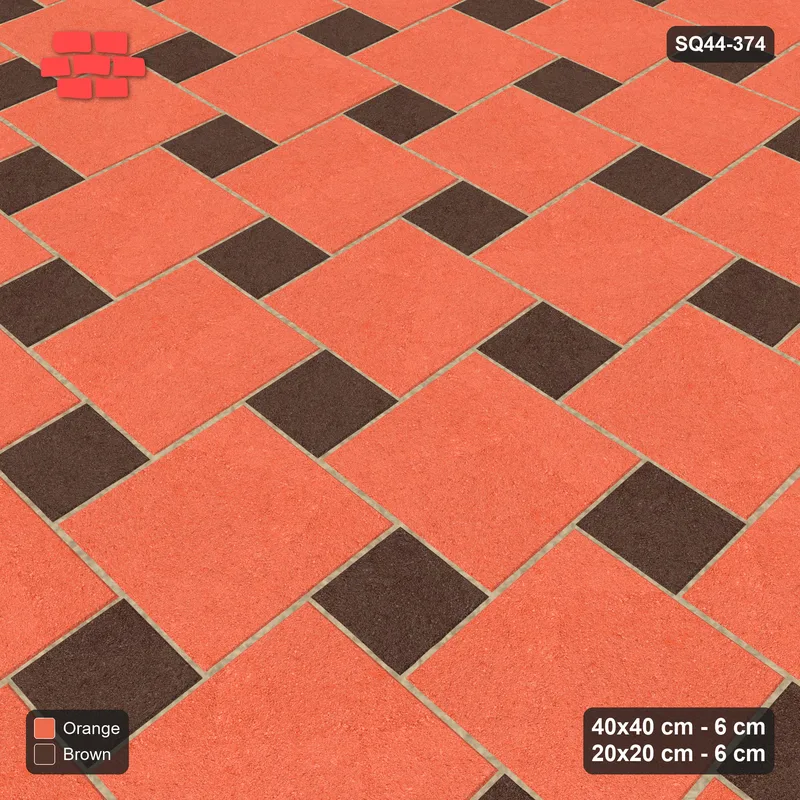 Interlock (Pasco) 40x40 cm · SQ44-374 · Offset Lattice, Accents (Mirrored) - Burnt Clay · Side view Interlock (Pasco) 40x40 cm · SQ44-374 · Offset Lattice, Accents (Mirrored) - Burnt Clay · Side view