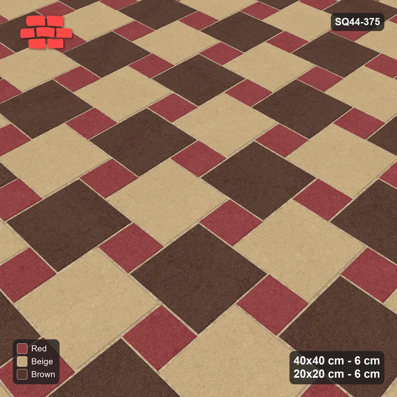 Interlock (Pasco) 40x40 cm · SQ44-375 · Offset Lattice, Chequer (Mirrored) - Tuscany · Side view Interlock (Pasco) 40x40 cm · SQ44-375 · Offset Lattice, Chequer (Mirrored) - Tuscany · Side view