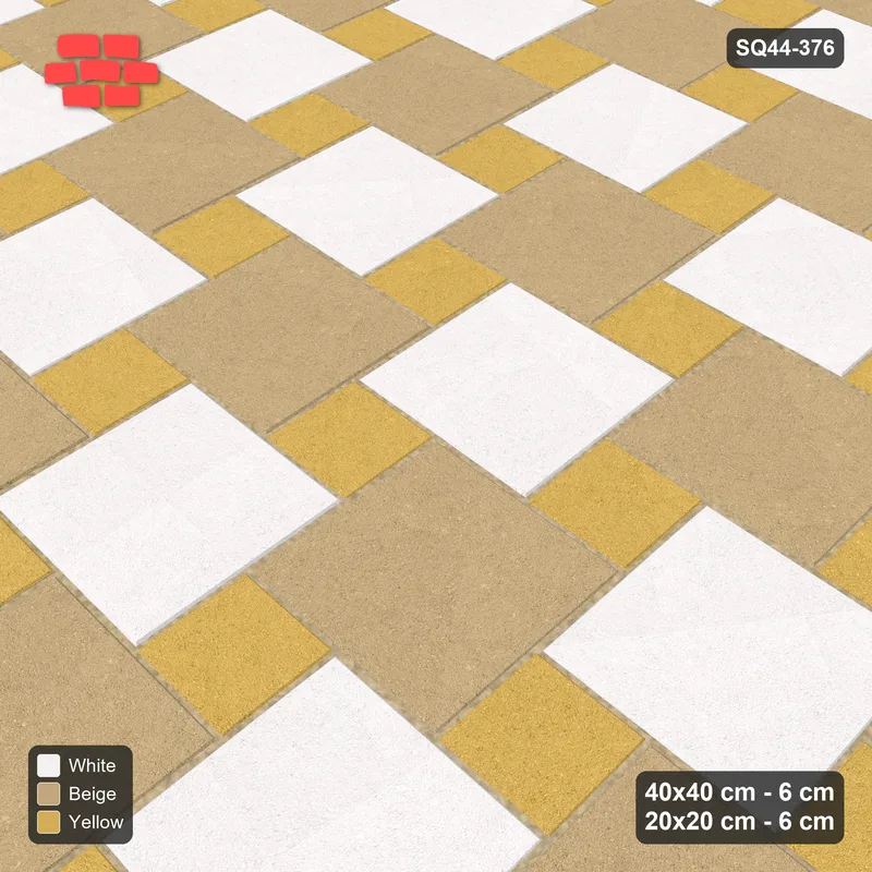 Interlock (Pasco) 40x40 cm · SQ44-376 · Offset Lattice, Chequer - Golden Sand · Side view Interlock (Pasco) 40x40 cm · SQ44-376 · Offset Lattice, Chequer - Golden Sand · Side view
