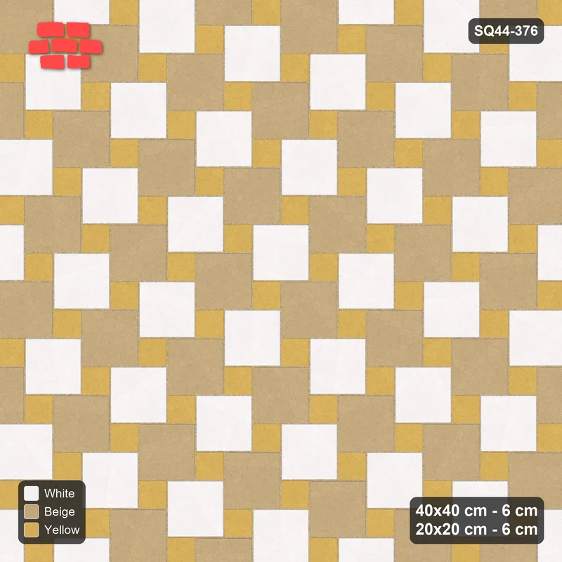 Interlock (Pasco) 40x40 cm · SQ44-376 · Offset Lattice, Chequer - Golden Sand · Top view Interlock (Pasco) 40x40 cm · SQ44-376 · Offset Lattice, Chequer - Golden Sand · Top view