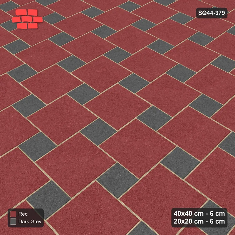 Interlock (Pasco) 40x40 cm · SQ44-379 · Offset Lattice, Accents (Mirrored) - Rust & Charcoal · Side view Interlock (Pasco) 40x40 cm · SQ44-379 · Offset Lattice, Accents (Mirrored) - Rust & Charcoal · Side view