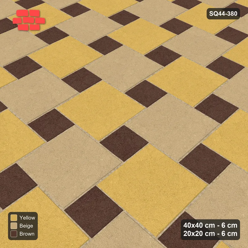 Interlock (Pasco) 40x40 cm · SQ44-380 · Offset Lattice, Chequer - Harvest Gold · Side view Interlock (Pasco) 40x40 cm · SQ44-380 · Offset Lattice, Chequer - Harvest Gold · Side view