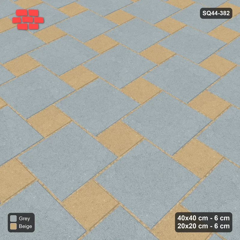 Interlock (Pasco) 40x40 cm · SQ44-382 · Offset Lattice, Accents - Warm Grey · Side view Interlock (Pasco) 40x40 cm · SQ44-382 · Offset Lattice, Accents - Warm Grey · Side view
