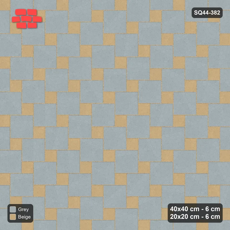 Interlock (Pasco) 40x40 cm · SQ44-382 · Offset Lattice, Accents - Warm Grey · Top view Interlock (Pasco) 40x40 cm · SQ44-382 · Offset Lattice, Accents - Warm Grey · Top view