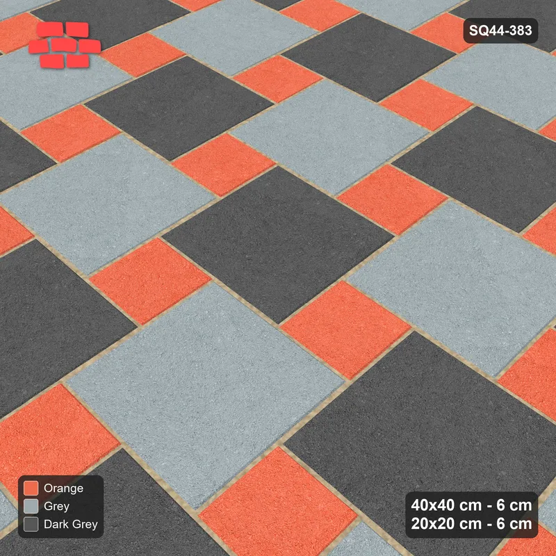 Interlock (Pasco) 40x40 cm · SQ44-383 · Offset Lattice, Chequer + Kerb - Sunset Slate · Side view Interlock (Pasco) 40x40 cm · SQ44-383 · Offset Lattice, Chequer + Kerb - Sunset Slate · Side view