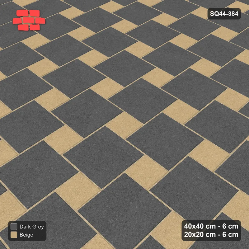 Interlock (Pasco) 40x40 cm · SQ44-384 · Offset Lattice, Accents (Mirrored) - Stone & Earth · Side view Interlock (Pasco) 40x40 cm · SQ44-384 · Offset Lattice, Accents (Mirrored) - Stone & Earth · Side view