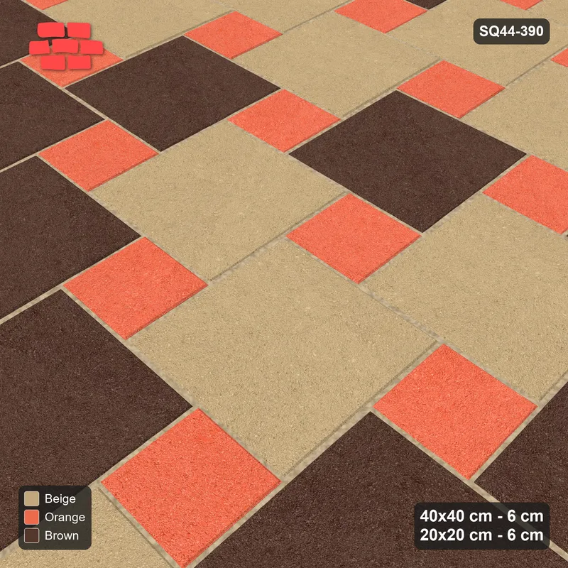 Interlock (Pasco) 40x40 cm · SQ44-390 · Offset Lattice, Blend (Mirrored) - Autumn · Side view Interlock (Pasco) 40x40 cm · SQ44-390 · Offset Lattice, Blend (Mirrored) - Autumn · Side view