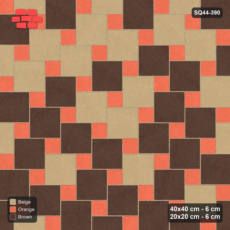 Interlock (Pasco) 40x40 cm · SQ44-390 · Offset Lattice, Blend (Mirrored) - Autumn · Top view Interlock (Pasco) 40x40 cm · SQ44-390 · Offset Lattice, Blend (Mirrored) - Autumn · Top view