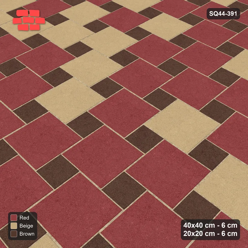 Interlock (Pasco) 40x40 cm · SQ44-391 · Offset Lattice, Blend - Tuscany · Side view Interlock (Pasco) 40x40 cm · SQ44-391 · Offset Lattice, Blend - Tuscany · Side view
