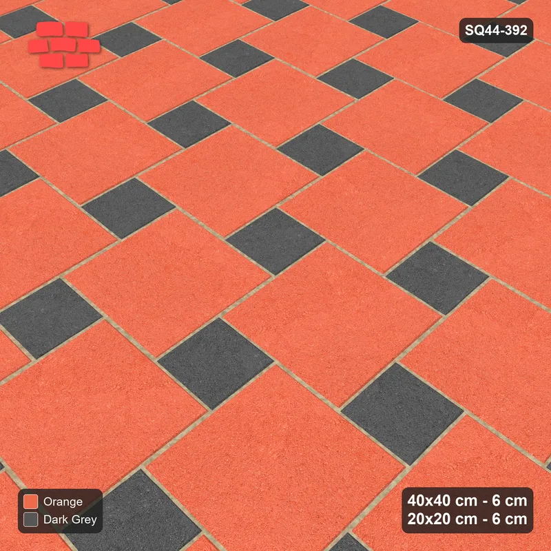 Interlock (Pasco) 40x40 cm · SQ44-392 · Offset Lattice, Accents - Ember · Side view Interlock (Pasco) 40x40 cm · SQ44-392 · Offset Lattice, Accents - Ember · Side view