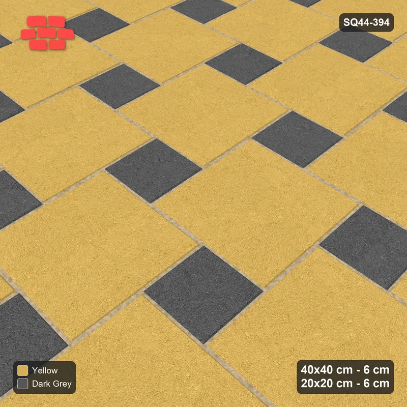 Interlock (Pasco) 40x40 cm · SQ44-394 · Offset Lattice, Accents (Mirrored) - Mustard Slate · Side view Interlock (Pasco) 40x40 cm · SQ44-394 · Offset Lattice, Accents (Mirrored) - Mustard Slate · Side view