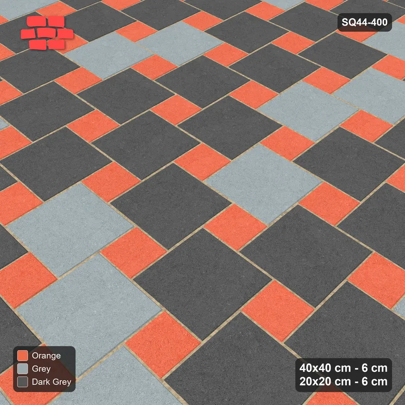 Interlock (Pasco) 40x40 cm · SQ44-400 · Offset Lattice, Blend (Mirrored) - Sunset Slate · Side view Interlock (Pasco) 40x40 cm · SQ44-400 · Offset Lattice, Blend (Mirrored) - Sunset Slate · Side view