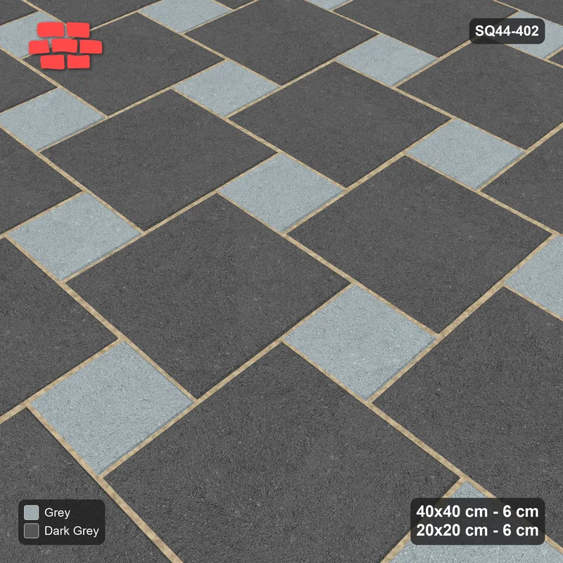 Interlock (Pasco) 40x40 cm · SQ44-402 · Offset Lattice, Swapped (Mirrored) - Charcoal Edge · Side view Interlock (Pasco) 40x40 cm · SQ44-402 · Offset Lattice, Swapped (Mirrored) - Charcoal Edge · Side view
