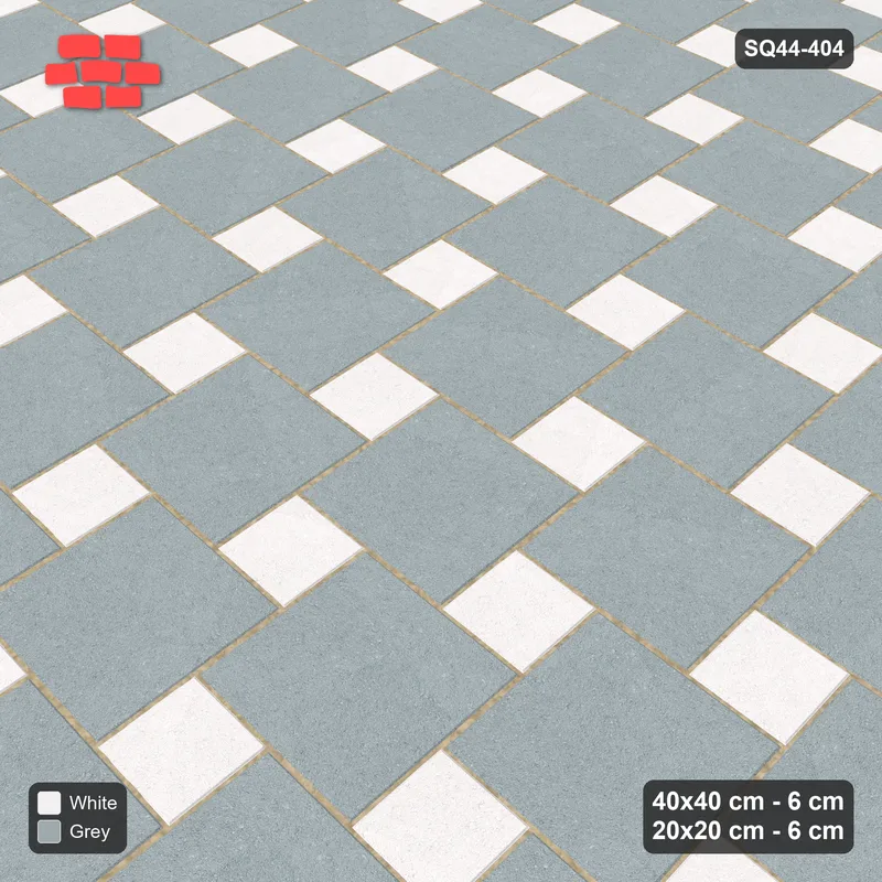 Interlock (Pasco) 40x40 cm · SQ44-404 · Offset Lattice, Swapped - Salt & Pepper · Side view Interlock (Pasco) 40x40 cm · SQ44-404 · Offset Lattice, Swapped - Salt & Pepper · Side view
