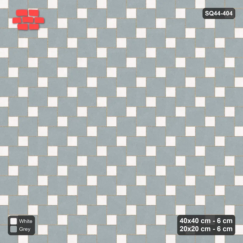 Interlock (Pasco) 40x40 cm · SQ44-404 · Offset Lattice, Swapped - Salt & Pepper · Top view Interlock (Pasco) 40x40 cm · SQ44-404 · Offset Lattice, Swapped - Salt & Pepper · Top view