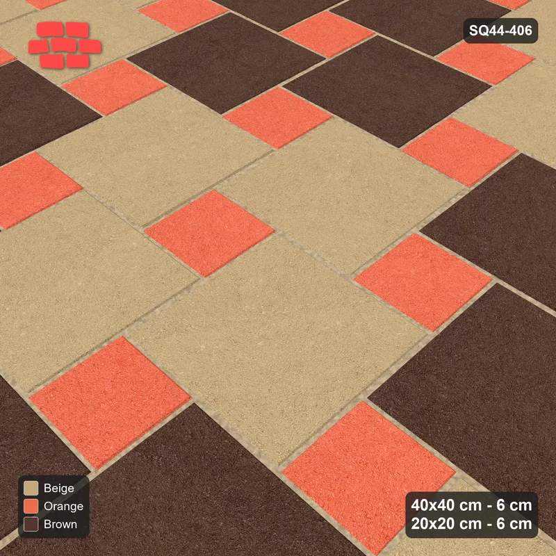 Interlock (Pasco) 40x40 cm · SQ44-406 · Offset Lattice, Blocks - Autumn · Side view Interlock (Pasco) 40x40 cm · SQ44-406 · Offset Lattice, Blocks - Autumn · Side view