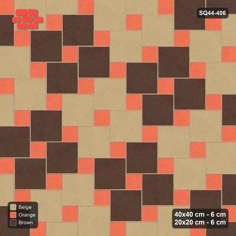 Interlock (Pasco) 40x40 cm · SQ44-406 · Offset Lattice, Blocks - Autumn · Top view Interlock (Pasco) 40x40 cm · SQ44-406 · Offset Lattice, Blocks - Autumn · Top view