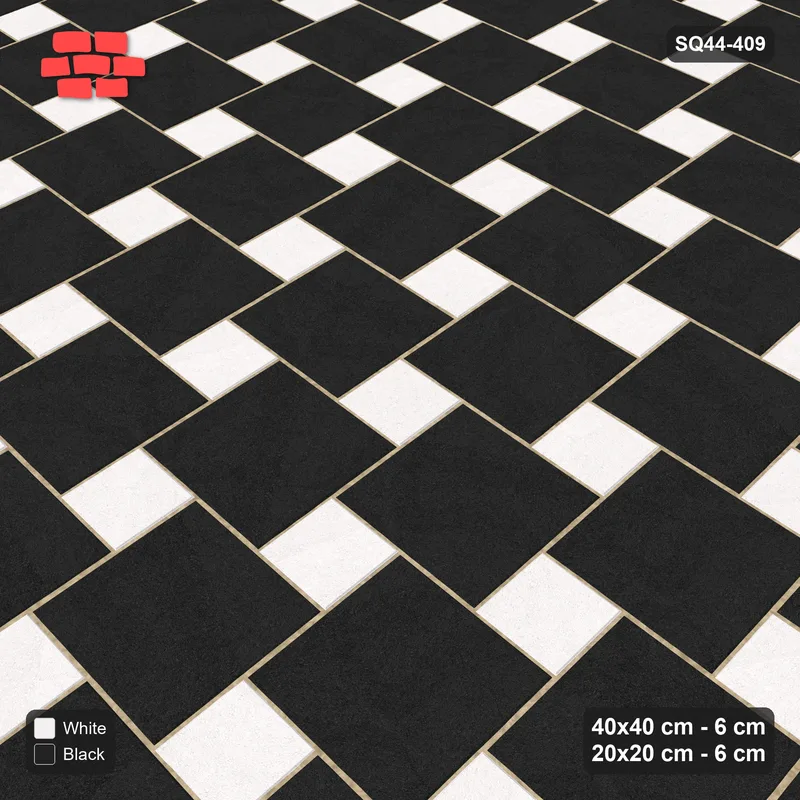 Interlock (Pasco) 40x40 cm · SQ44-409 · Offset Lattice, Swapped - Contrast · Side view Interlock (Pasco) 40x40 cm · SQ44-409 · Offset Lattice, Swapped - Contrast · Side view