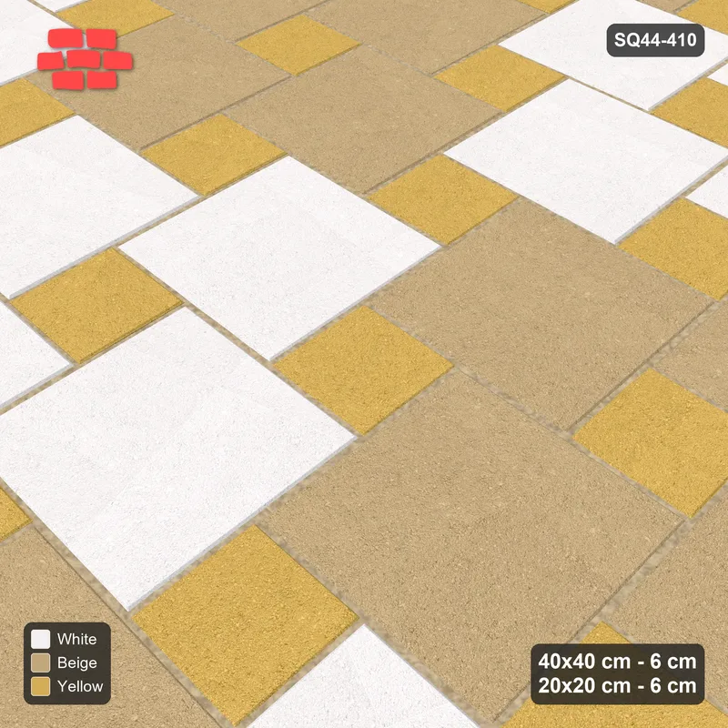 Interlock (Pasco) 40x40 cm · SQ44-410 · Offset Lattice, Blocks - Golden Sand · Side view Interlock (Pasco) 40x40 cm · SQ44-410 · Offset Lattice, Blocks - Golden Sand · Side view