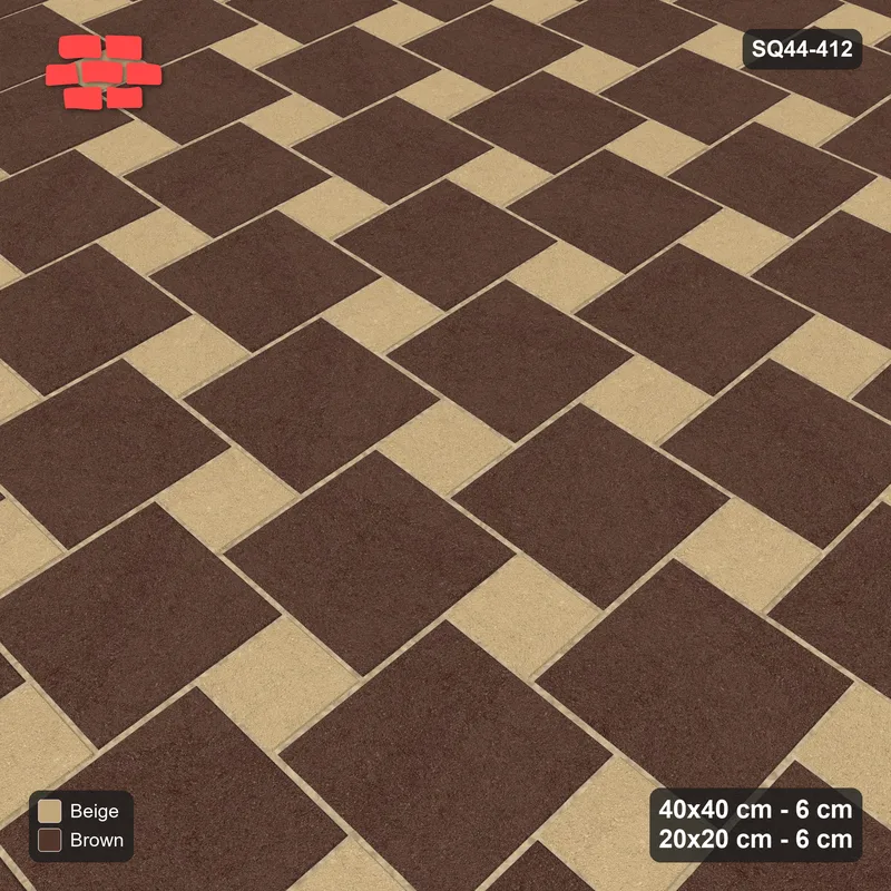 Interlock (Pasco) 40x40 cm · SQ44-412 · Offset Lattice, Swapped (Mirrored) - Sandstone · Side view Interlock (Pasco) 40x40 cm · SQ44-412 · Offset Lattice, Swapped (Mirrored) - Sandstone · Side view