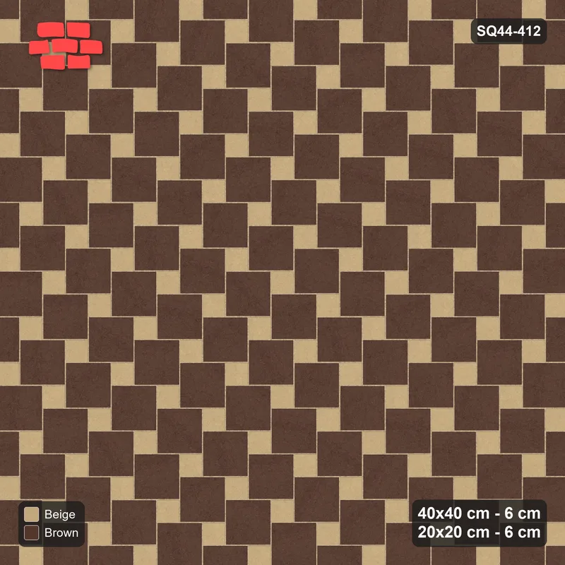 Interlock (Pasco) 40x40 cm · SQ44-412 · Offset Lattice, Swapped (Mirrored) - Sandstone · Top view Interlock (Pasco) 40x40 cm · SQ44-412 · Offset Lattice, Swapped (Mirrored) - Sandstone · Top view
