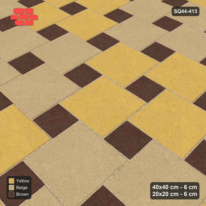Interlock (Pasco) 40x40 cm · SQ44-413 · Offset Lattice, Blocks + Kerb - Harvest Gold · Side view Interlock (Pasco) 40x40 cm · SQ44-413 · Offset Lattice, Blocks + Kerb - Harvest Gold · Side view