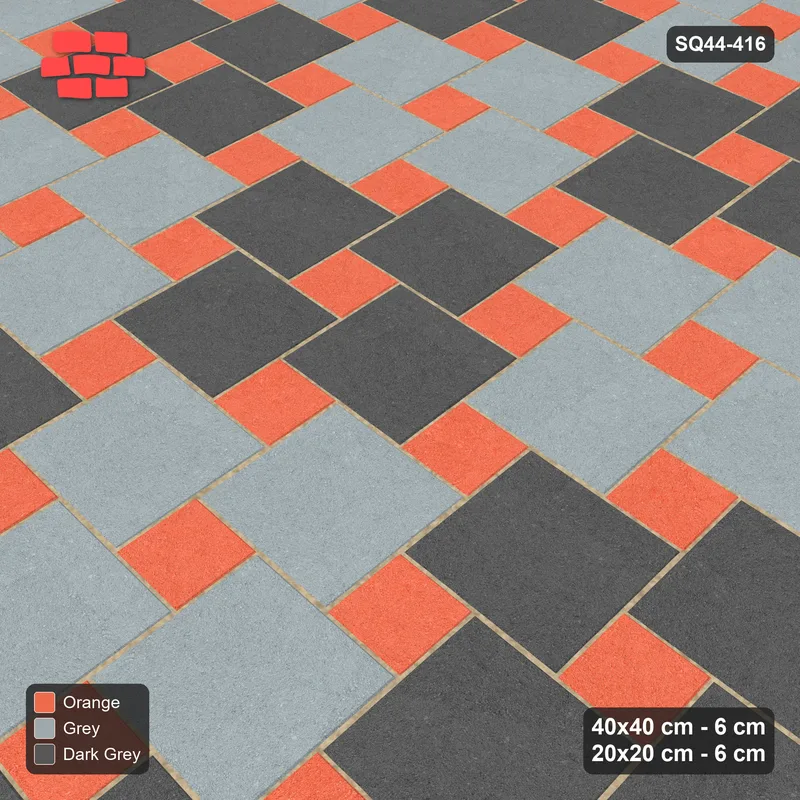 Interlock (Pasco) 40x40 cm · SQ44-416 · Offset Lattice, Blocks - Sunset Slate · Side view Interlock (Pasco) 40x40 cm · SQ44-416 · Offset Lattice, Blocks - Sunset Slate · Side view