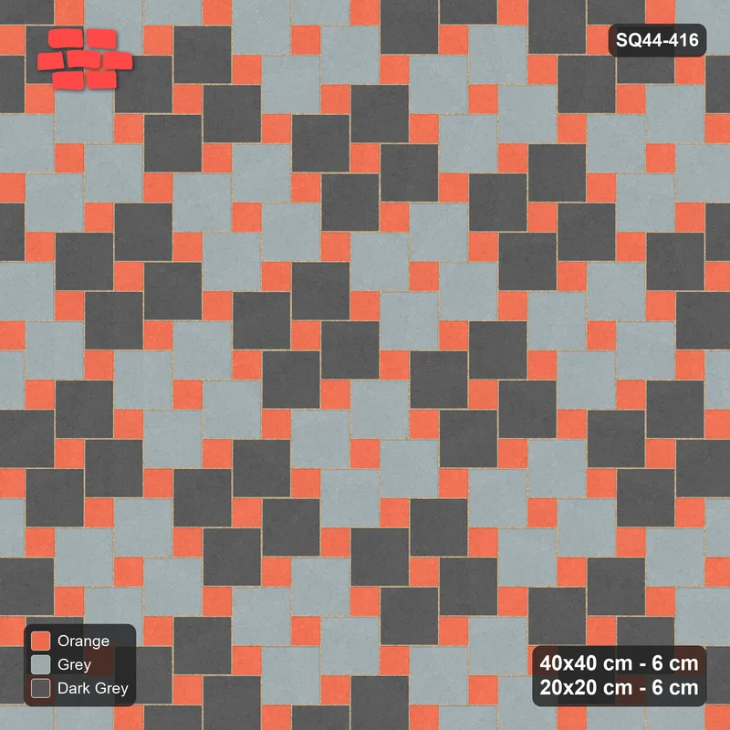 Interlock (Pasco) 40x40 cm · SQ44-416 · Offset Lattice, Blocks - Sunset Slate · Top view Interlock (Pasco) 40x40 cm · SQ44-416 · Offset Lattice, Blocks - Sunset Slate · Top view