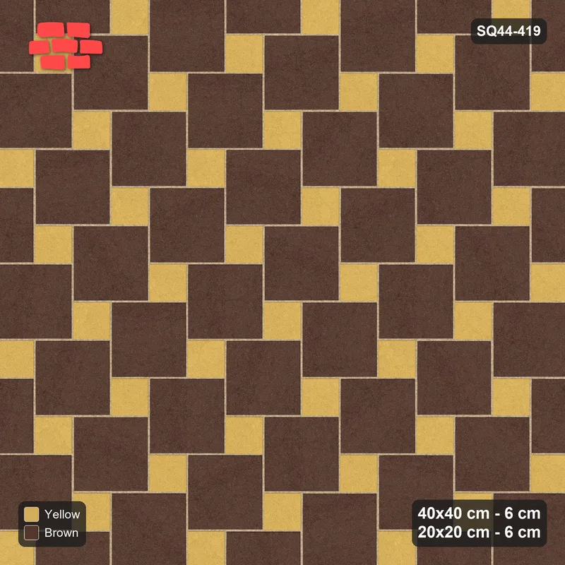 Interlock (Pasco) 40x40 cm · SQ44-419 · Offset Lattice, Swapped - Harvest · Top view Interlock (Pasco) 40x40 cm · SQ44-419 · Offset Lattice, Swapped - Harvest · Top view
